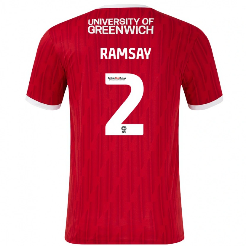 Danxen Hombre Camiseta Kayne Ramsay #2 Rojo Blanco 1ª Equipación 2024/25 La Camisa