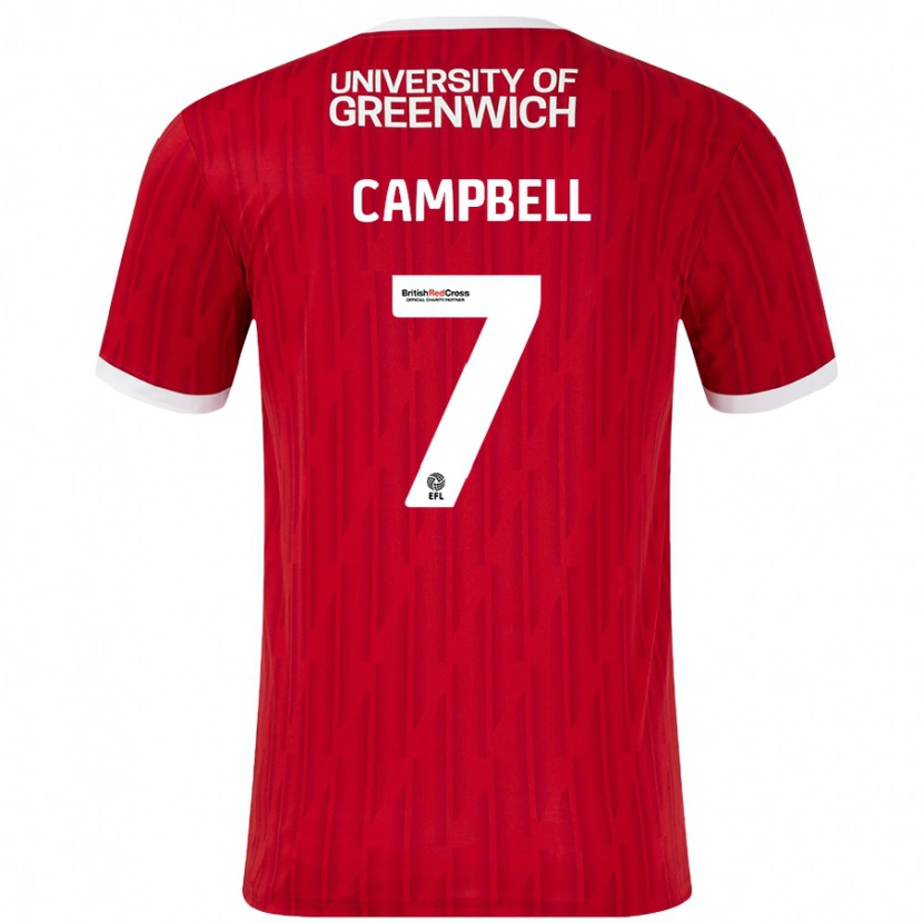 Danxen Hombre Camiseta Tyreece Campbell #7 Rojo Blanco 1ª Equipación 2024/25 La Camisa