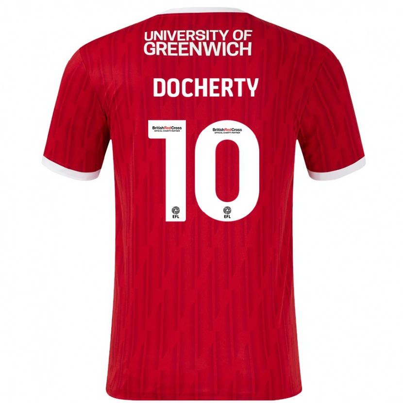 Danxen Hombre Camiseta Greg Docherty #10 Rojo Blanco 1ª Equipación 2024/25 La Camisa