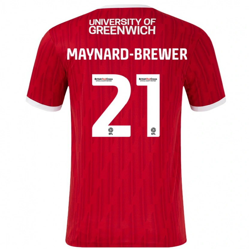 Danxen Hombre Camiseta Ashley Maynard-Brewer #21 Rojo Blanco 1ª Equipación 2024/25 La Camisa