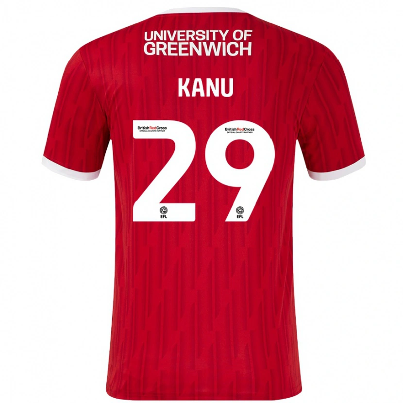 Danxen Hombre Camiseta Daniel Kanu #29 Rojo Blanco 1ª Equipación 2024/25 La Camisa