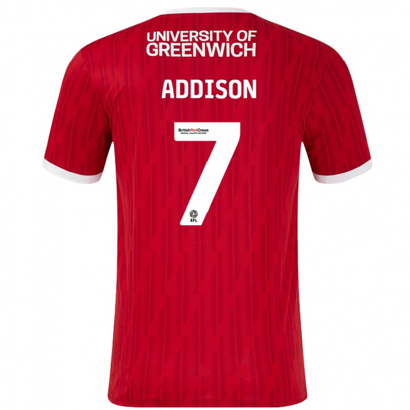 Danxen Hombre Camiseta Angela Addison #7 Rojo Blanco 1ª Equipación 2024/25 La Camisa