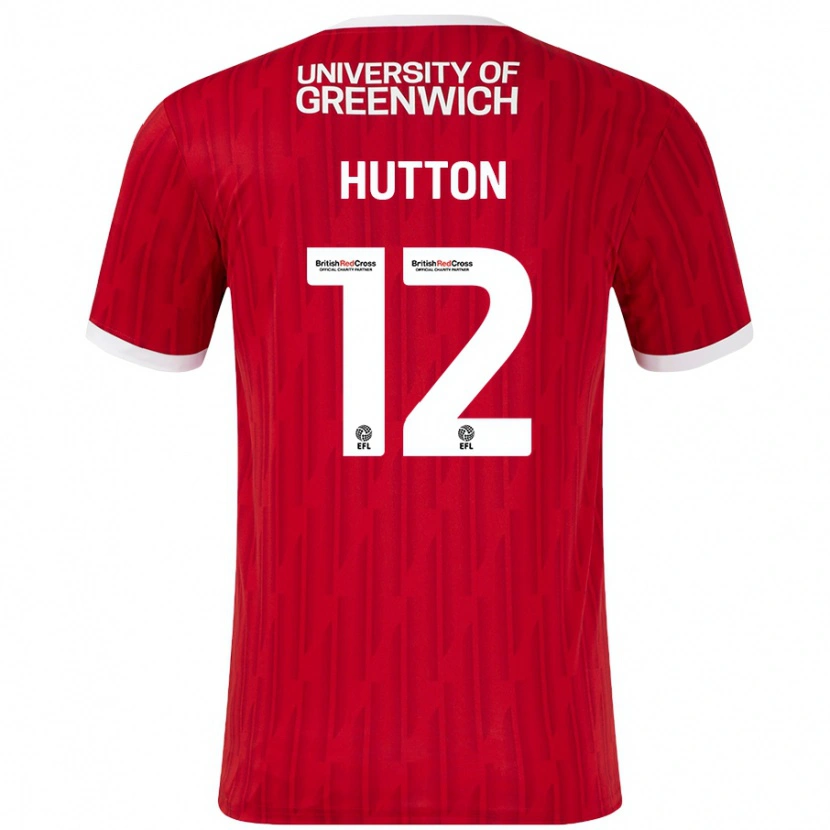 Danxen Hombre Camiseta Jodie Hutton #12 Rojo Blanco 1ª Equipación 2024/25 La Camisa