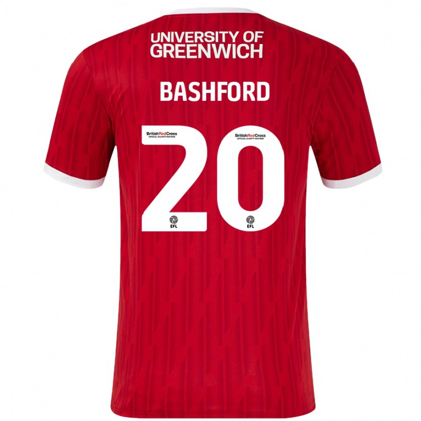 Danxen Hombre Camiseta Mary Bashford #20 Rojo Blanco 1ª Equipación 2024/25 La Camisa