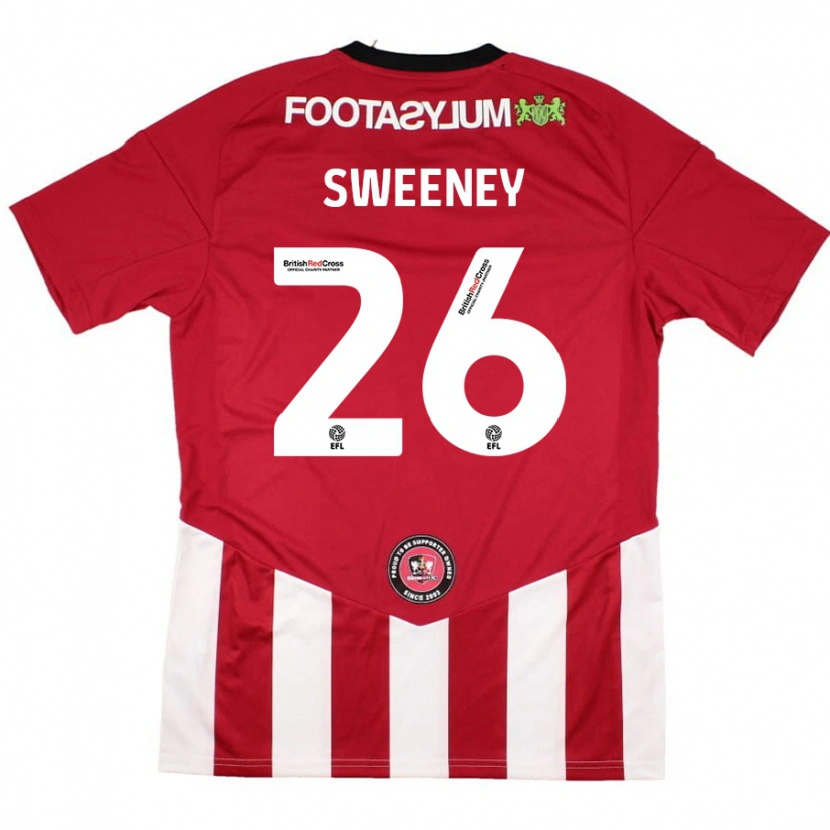 Danxen Hombre Camiseta Pierce Sweeney #26 Rojo Blanco 1ª Equipación 2024/25 La Camisa