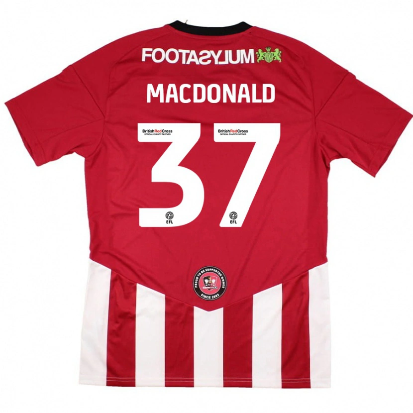 Danxen Hombre Camiseta Shaun Macdonald #37 Rojo Blanco 1ª Equipación 2024/25 La Camisa