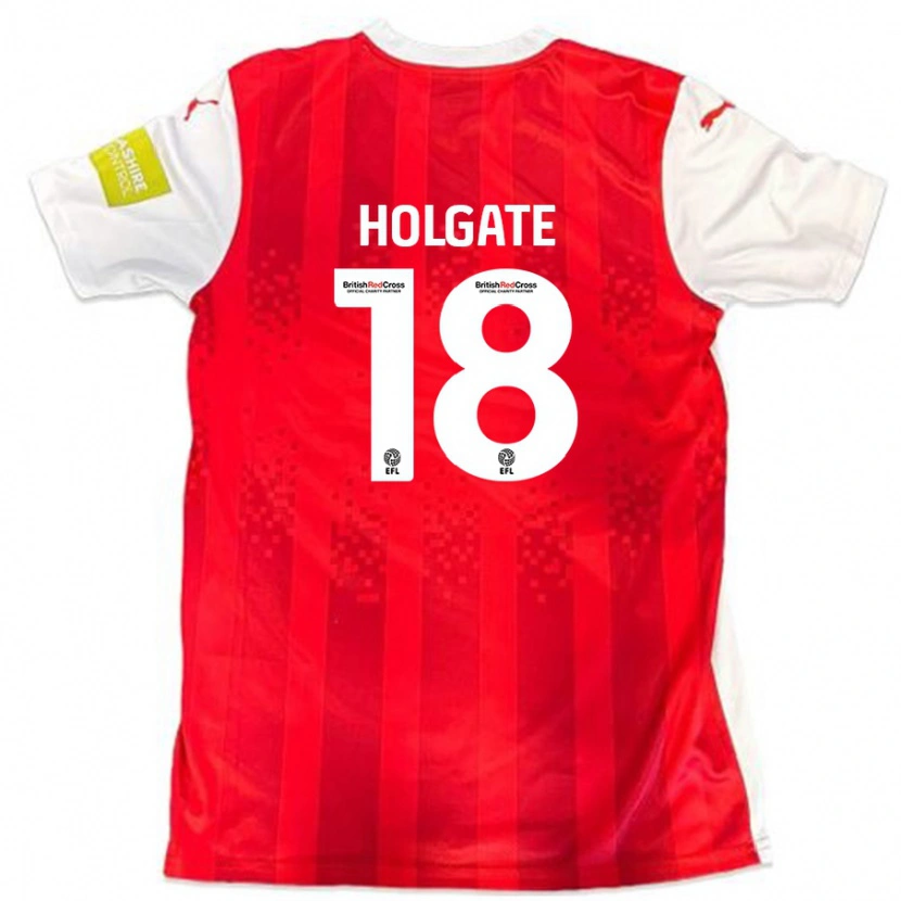 Danxen Hombre Camiseta Harrison Holgate #18 Rojo Blanco 1ª Equipación 2024/25 La Camisa