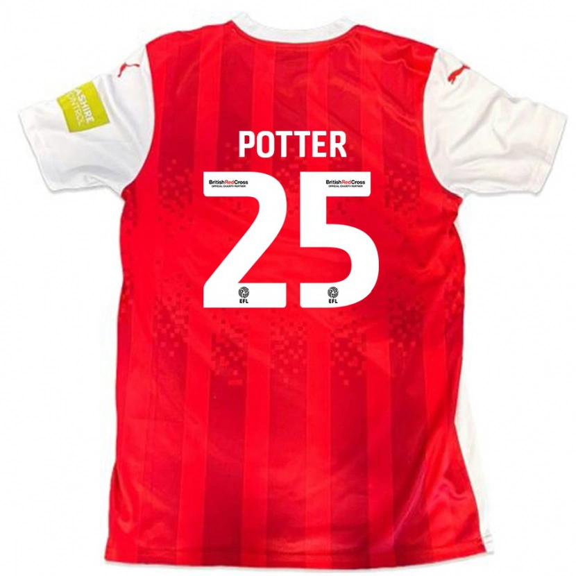 Danxen Hombre Camiseta Finley Potter #25 Rojo Blanco 1ª Equipación 2024/25 La Camisa