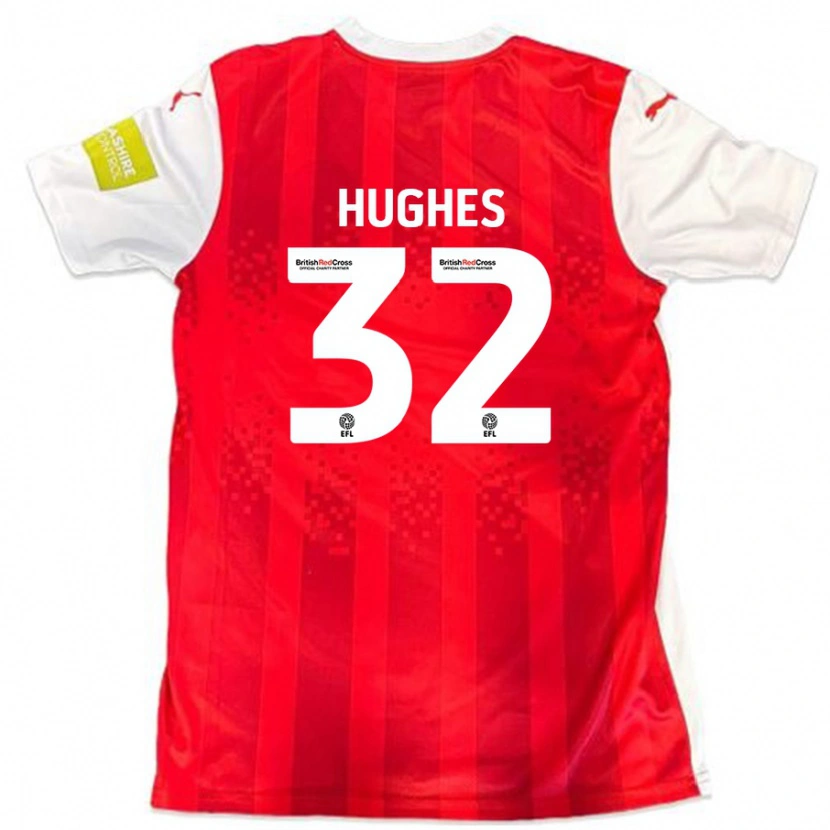 Danxen Hombre Camiseta Kayden Hughes #32 Rojo Blanco 1ª Equipación 2024/25 La Camisa