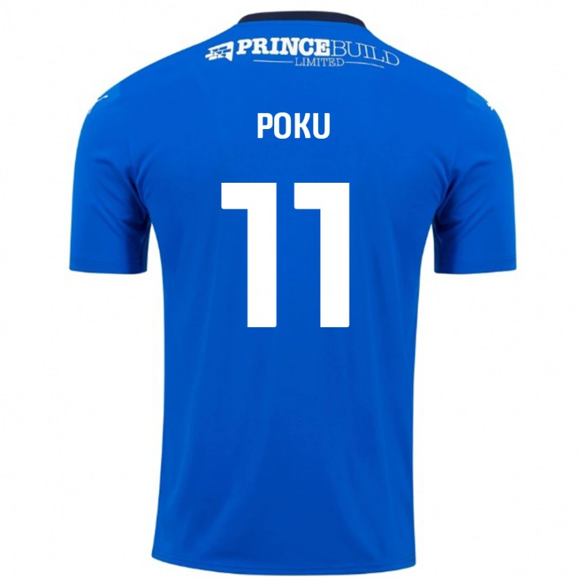 Danxen Hombre Camiseta Kwame Poku #11 Azul Blanco 1ª Equipación 2024/25 La Camisa