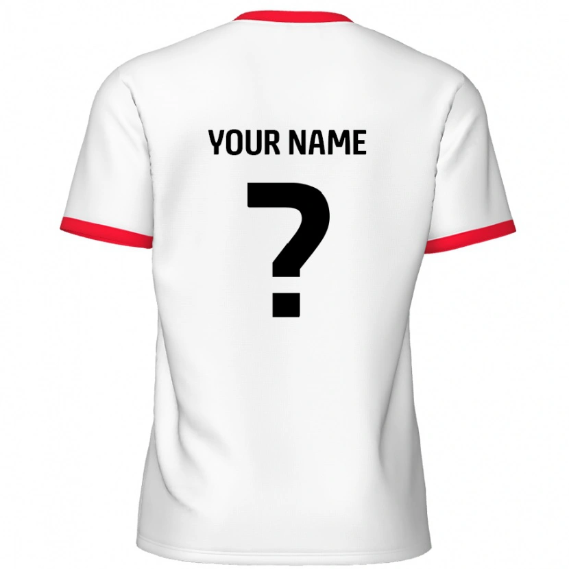 Danxen Hombre Camiseta Su Nombre #0 Blanco Rojo 1ª Equipación 2024/25 La Camisa