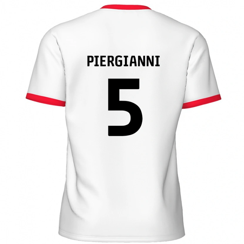 Danxen Hombre Camiseta Carl Piergianni #5 Blanco Rojo 1ª Equipación 2024/25 La Camisa