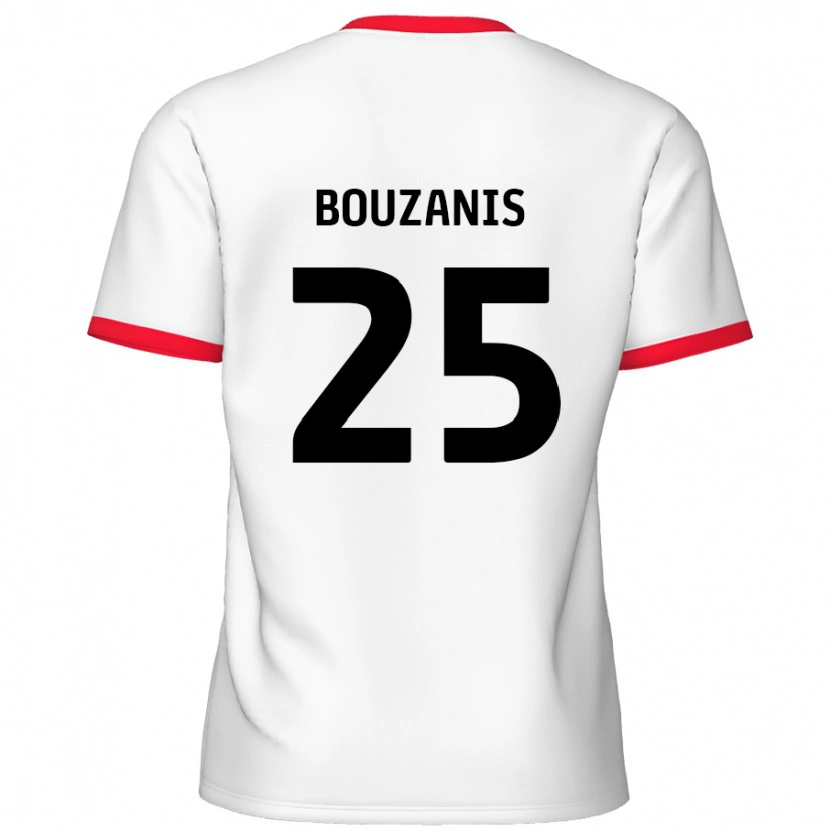 Danxen Hombre Camiseta Dean Bouzanis #25 Blanco Rojo 1ª Equipación 2024/25 La Camisa