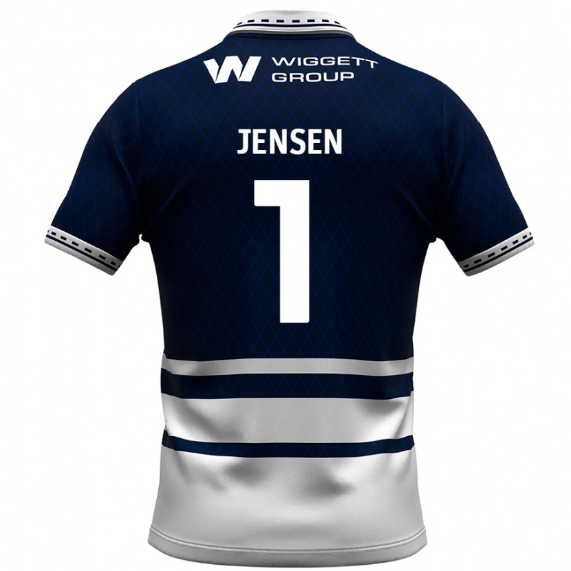 Danxen Hombre Camiseta Lukas Jensen #1 Azul Marino Blanco 1ª Equipación 2024/25 La Camisa