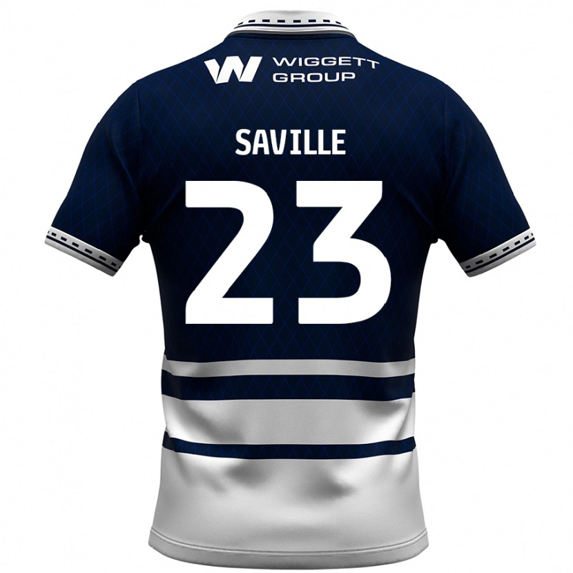 Danxen Hombre Camiseta George Saville #23 Azul Marino Blanco 1ª Equipación 2024/25 La Camisa