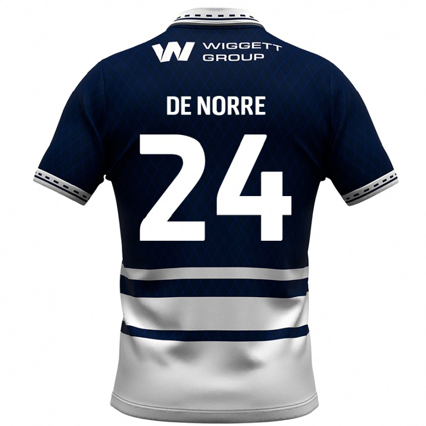 Danxen Hombre Camiseta Casper De Norre #24 Azul Marino Blanco 1ª Equipación 2024/25 La Camisa