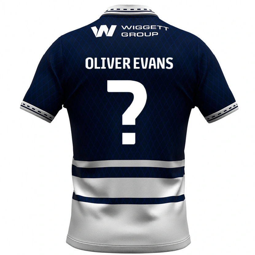 Danxen Hombre Camiseta Oliver Evans #0 Azul Marino Blanco 1ª Equipación 2024/25 La Camisa