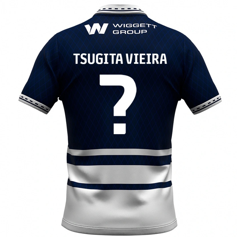 Danxen Hombre Camiseta Sacha Tsugita Vieira #0 Azul Marino Blanco 1ª Equipación 2024/25 La Camisa