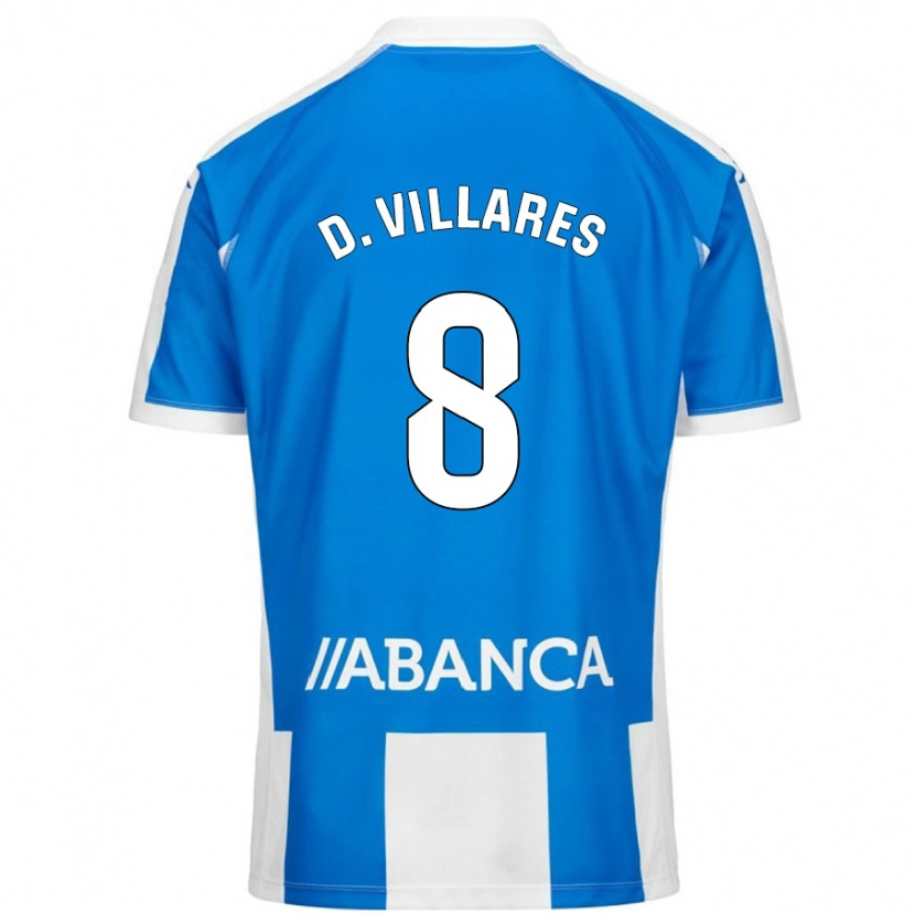 Danxen Hombre Camiseta Diego Villares #8 Azul Blanco 1ª Equipación 2024/25 La Camisa