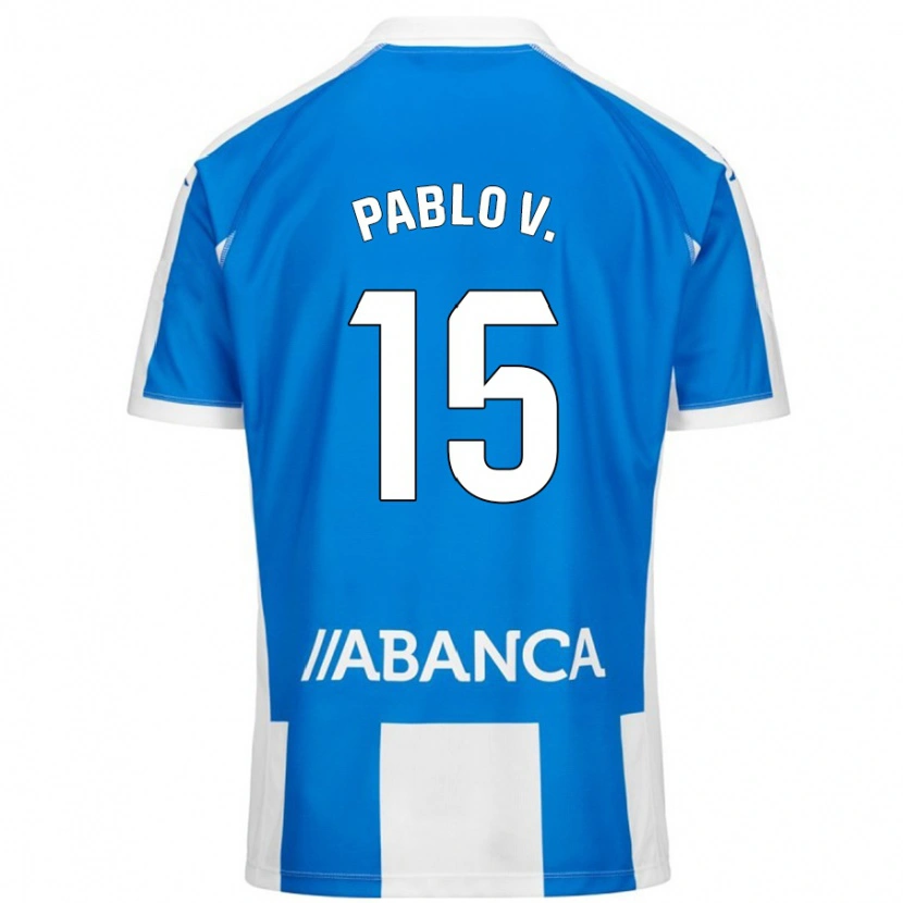 Danxen Hombre Camiseta Pablo Vázquez #15 Azul Blanco 1ª Equipación 2024/25 La Camisa