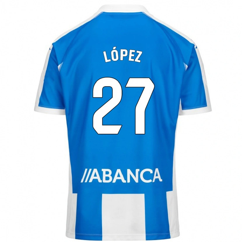 Danxen Hombre Camiseta Rubén López #27 Azul Blanco 1ª Equipación 2024/25 La Camisa