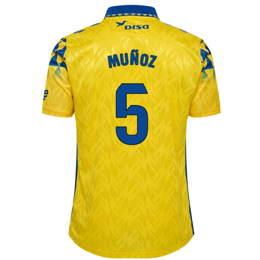 Danxen Hombre Camiseta Javi Muñoz #5 Amarillo Azul 1ª Equipación 2024/25 La Camisa