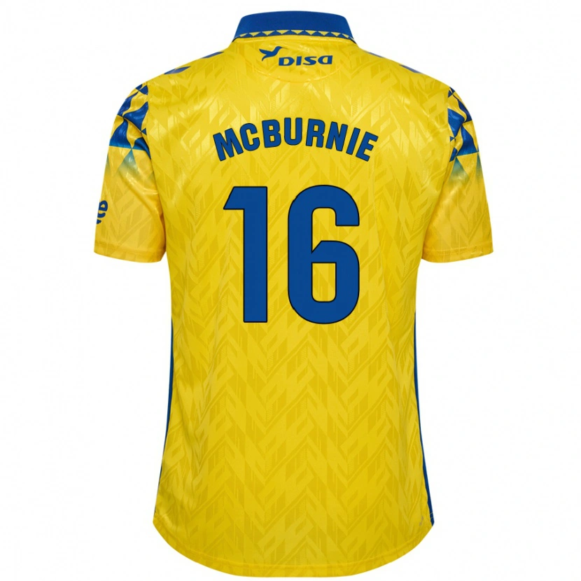 Danxen Hombre Camiseta Oli Mcburnie #16 Amarillo Azul 1ª Equipación 2024/25 La Camisa