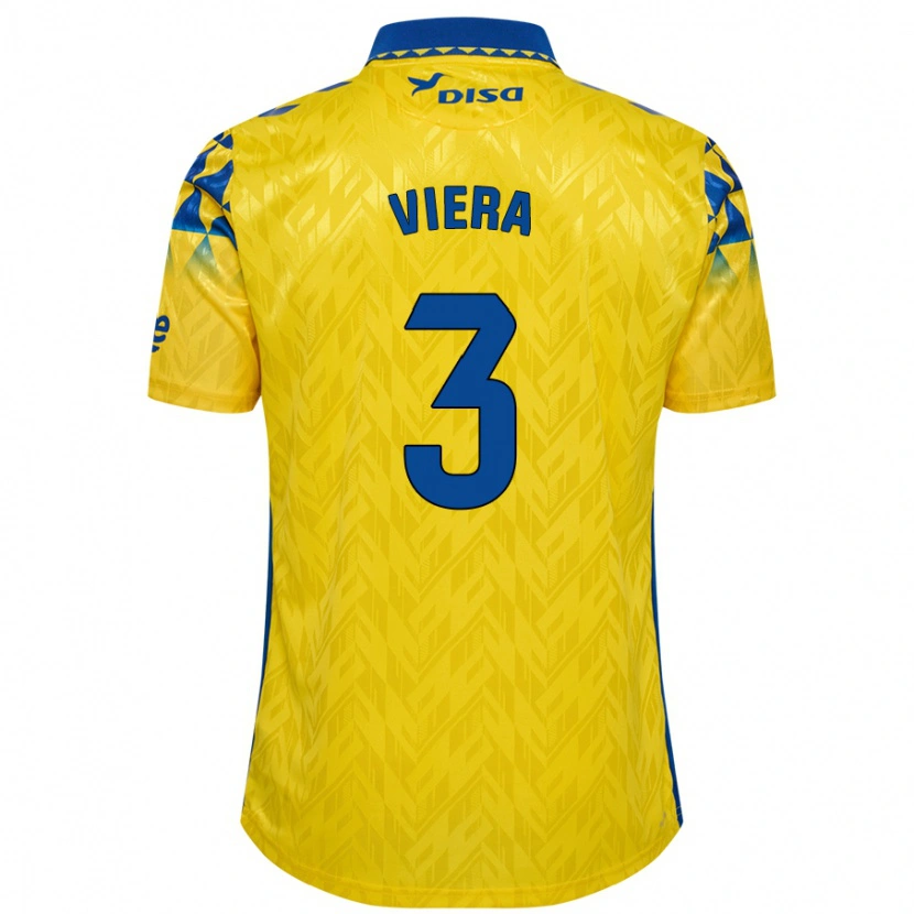 Danxen Hombre Camiseta Óliver Viera #3 Amarillo Azul 1ª Equipación 2024/25 La Camisa