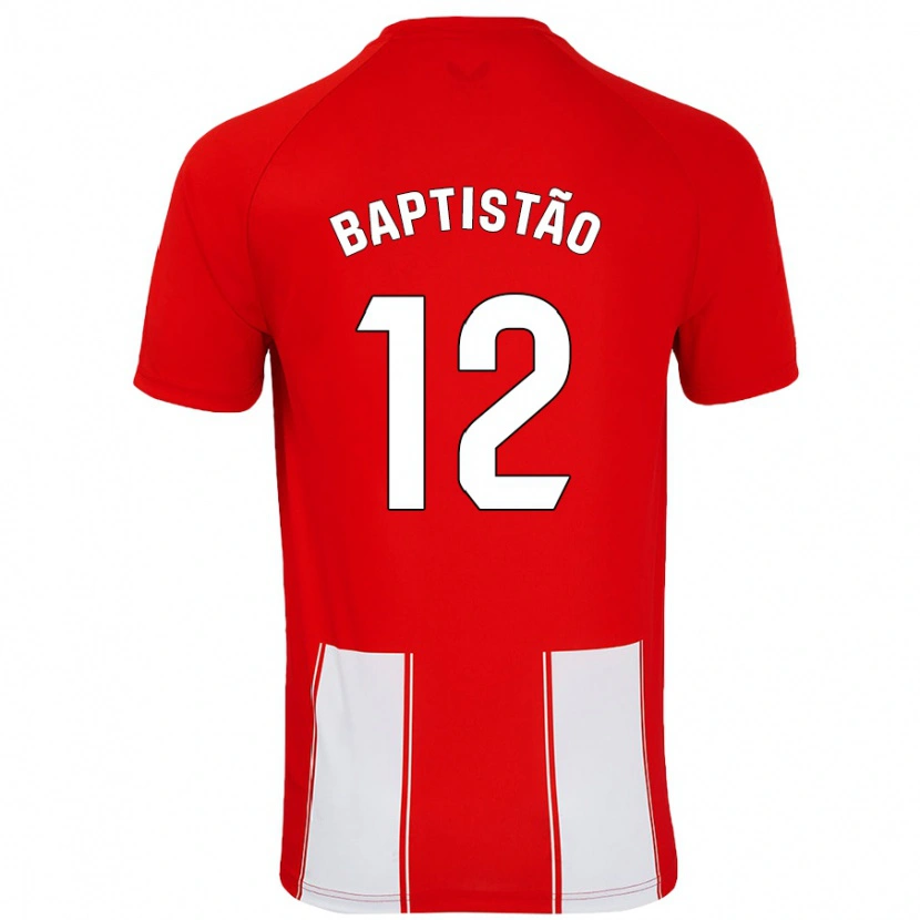 Danxen Hombre Camiseta Léo Baptistão #12 Rojo Blanco 1ª Equipación 2024/25 La Camisa