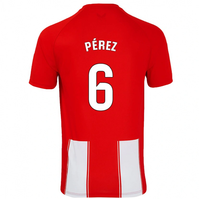 Danxen Hombre Camiseta René Pérez #6 Rojo Blanco 1ª Equipación 2024/25 La Camisa