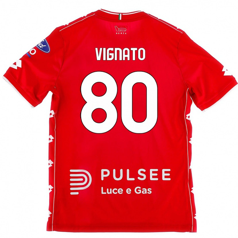 Danxen Hombre Camiseta Samuele Vignato #80 Rojo Blanco 1ª Equipación 2024/25 La Camisa