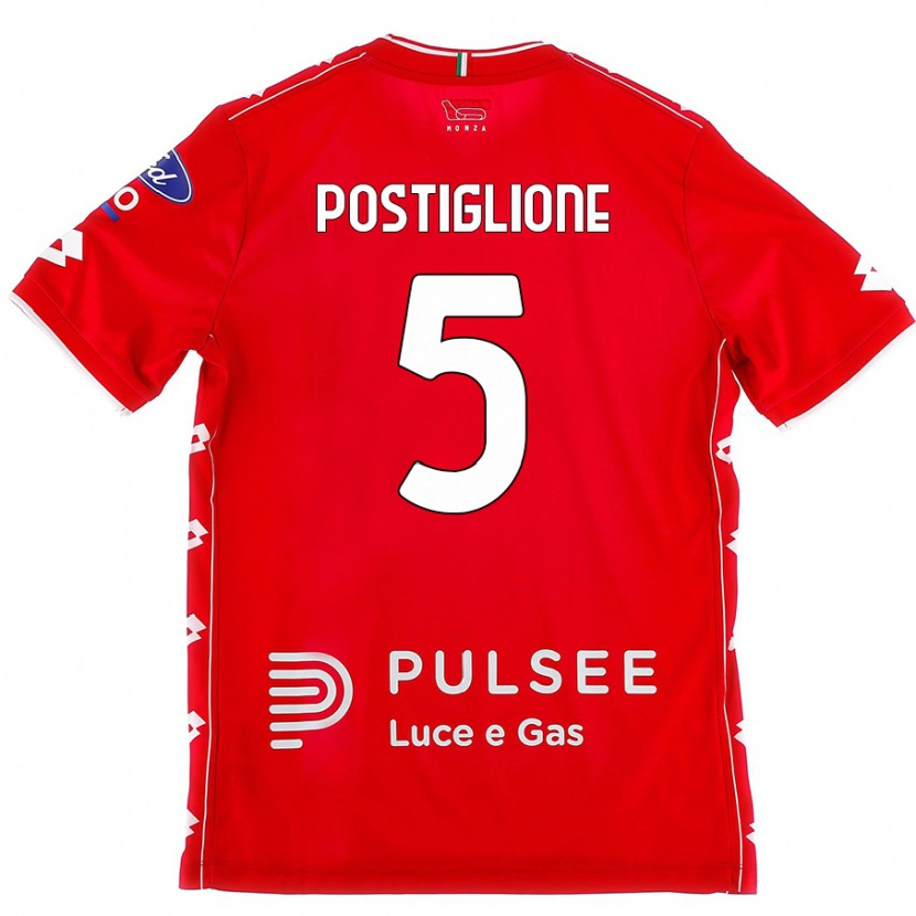 Danxen Hombre Camiseta Nicolò Postiglione #5 Rojo Blanco 1ª Equipación 2024/25 La Camisa