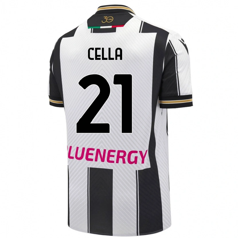 Danxen Hombre Camiseta Leonardo Cella #21 Blanco Negro 1ª Equipación 2024/25 La Camisa