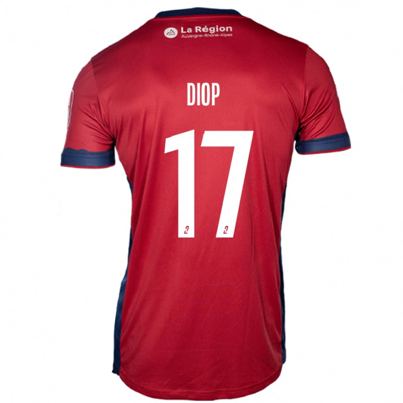 Danxen Hombre Camiseta Ousmane Diop #17 Borgoña Claro 1ª Equipación 2024/25 La Camisa