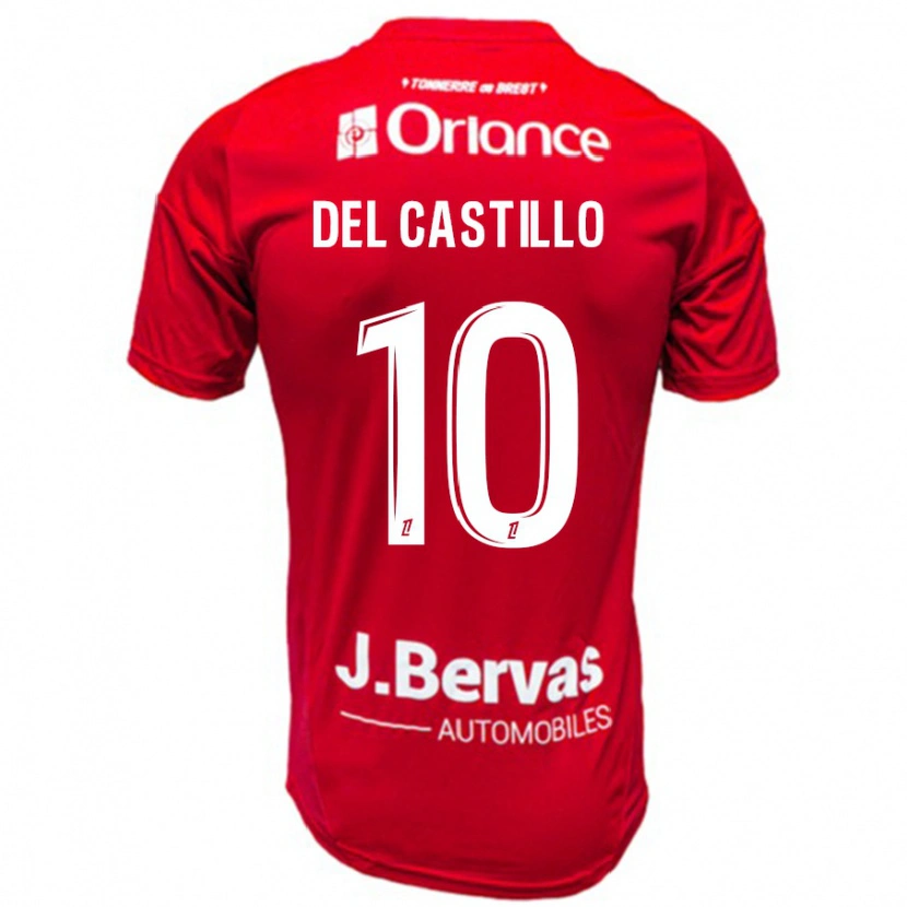 Danxen Hombre Camiseta Romain Del Castillo #10 Rojo Blanco 1ª Equipación 2024/25 La Camisa