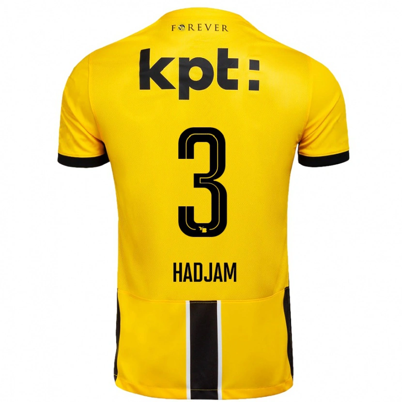 Danxen Hombre Camiseta Jaouen Hadjam #3 Amarillo Negro 1ª Equipación 2024/25 La Camisa