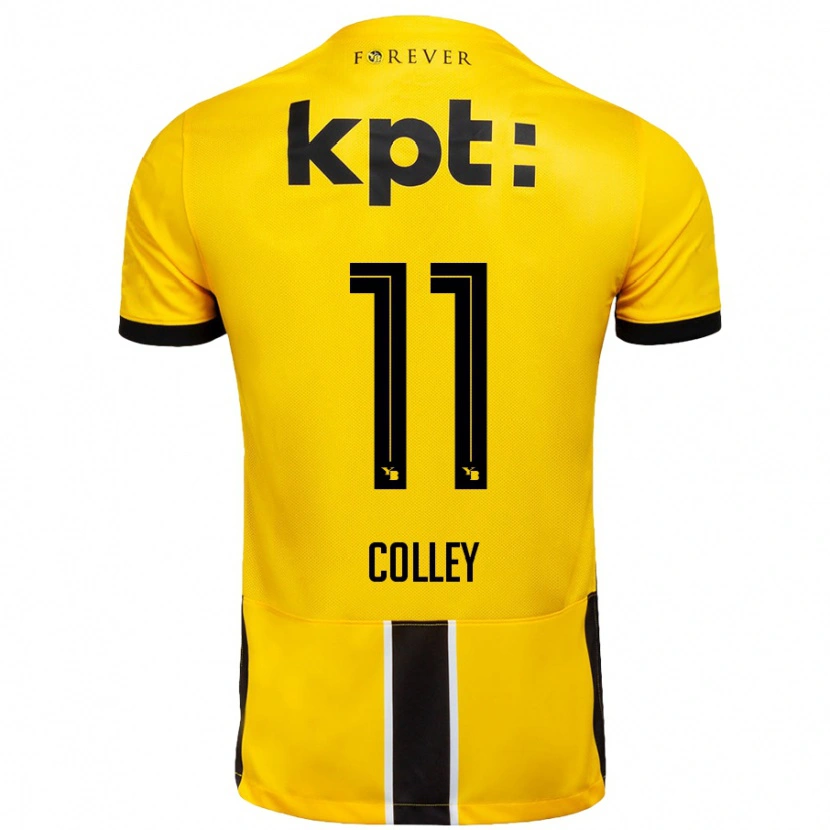 Danxen Hombre Camiseta Ebrima Colley #11 Amarillo Negro 1ª Equipación 2024/25 La Camisa