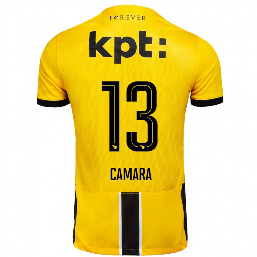 Danxen Hombre Camiseta Mohamed Camara #13 Amarillo Negro 1ª Equipación 2024/25 La Camisa