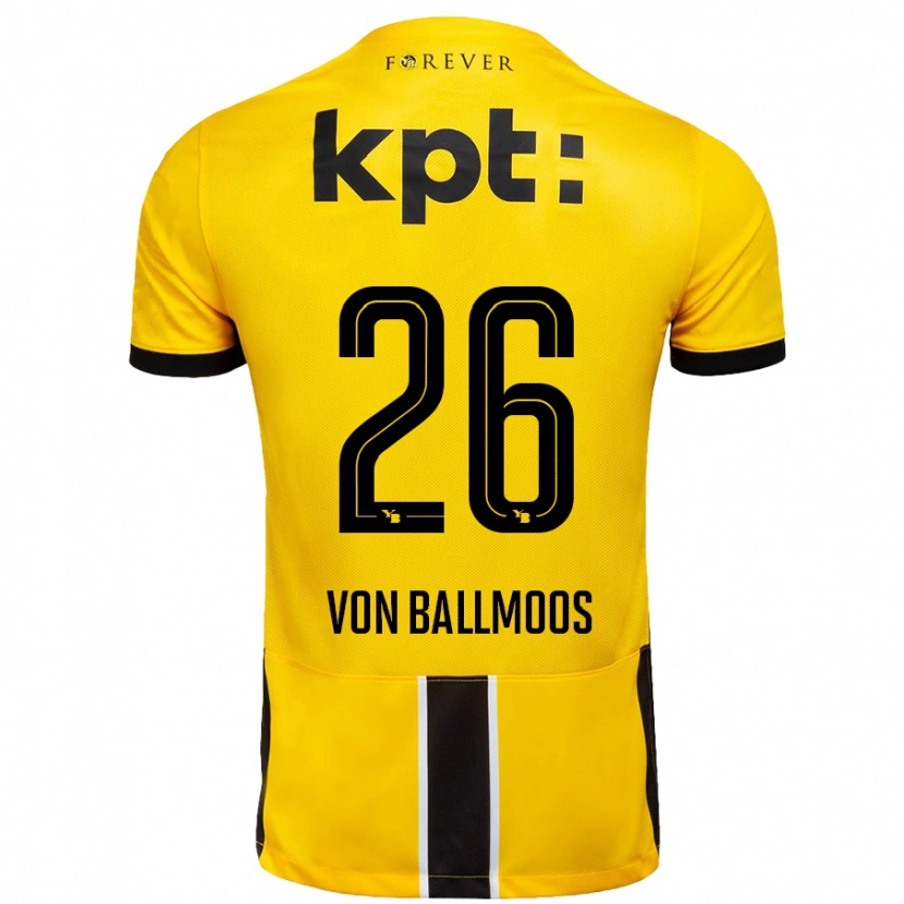 Danxen Hombre Camiseta David Von Ballmoos #26 Amarillo Negro 1ª Equipación 2024/25 La Camisa