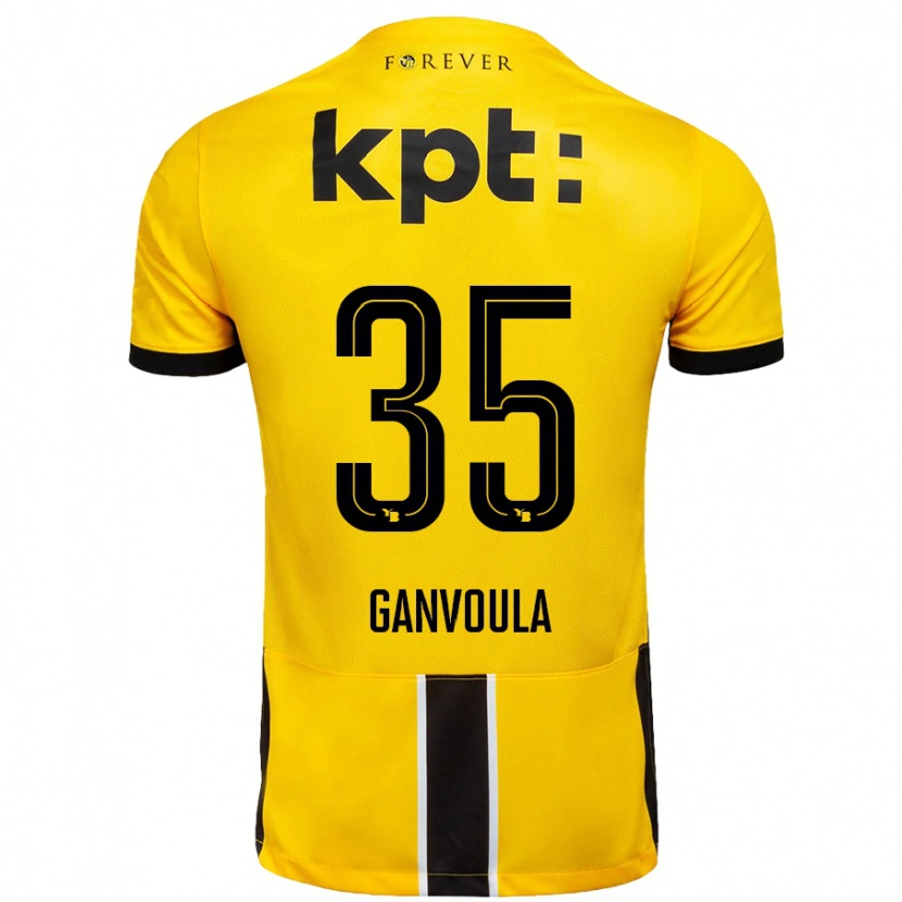 Danxen Hombre Camiseta Silvere Ganvoula #35 Amarillo Negro 1ª Equipación 2024/25 La Camisa