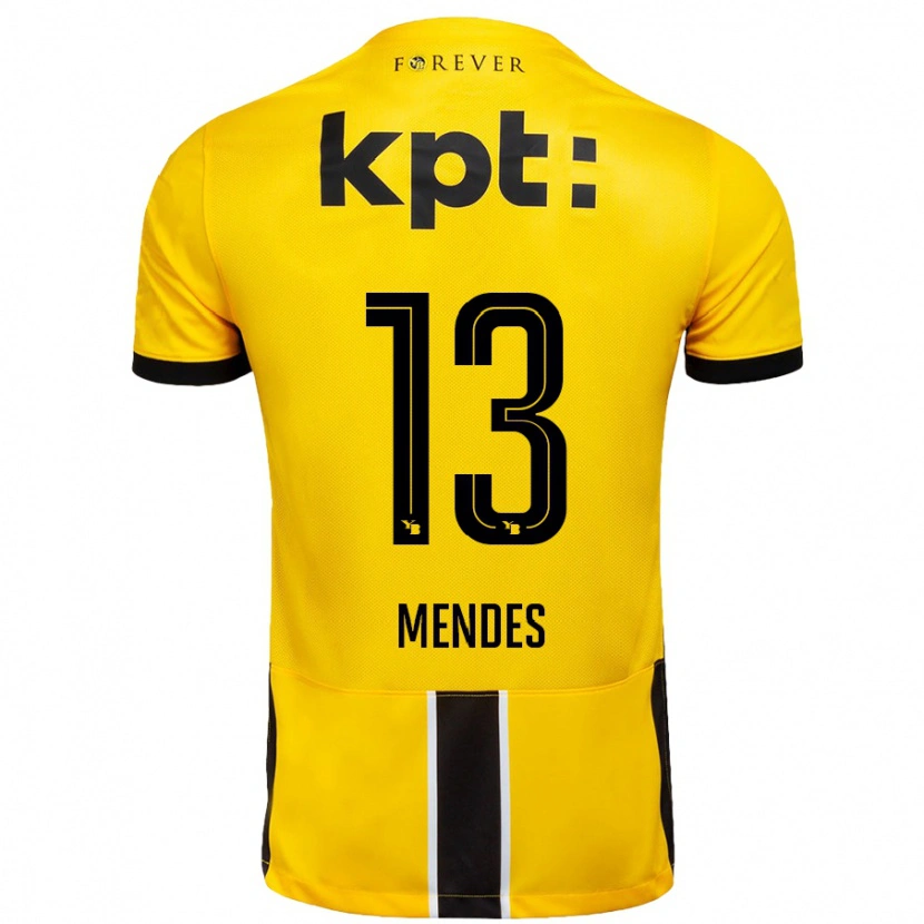 Danxen Hombre Camiseta Daniel Mendes #13 Amarillo Negro 1ª Equipación 2024/25 La Camisa