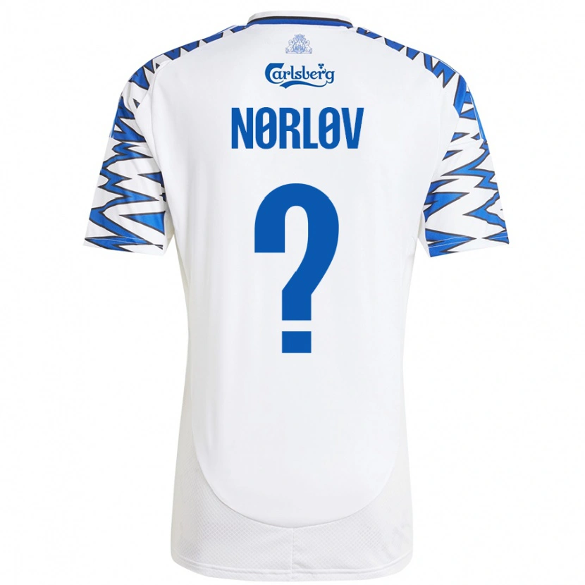 Danxen Hombre Camiseta William Nørløv #0 Blanco Azul Cielo 1ª Equipación 2024/25 La Camisa