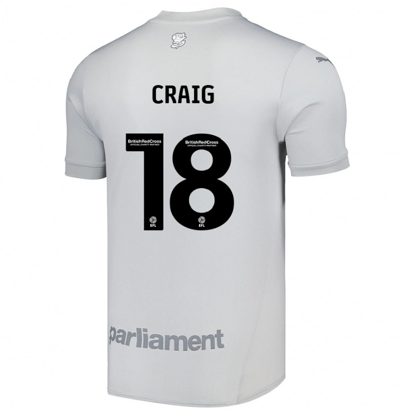 Danxen Hombre Camiseta Matthew Craig #18 Gris Plata 2ª Equipación 2024/25 La Camisa