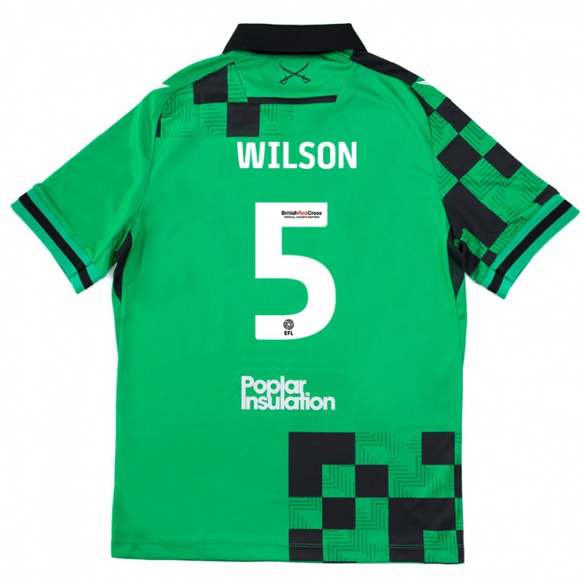 Danxen Hombre Camiseta James Wilson #5 Verde Negro 2ª Equipación 2024/25 La Camisa