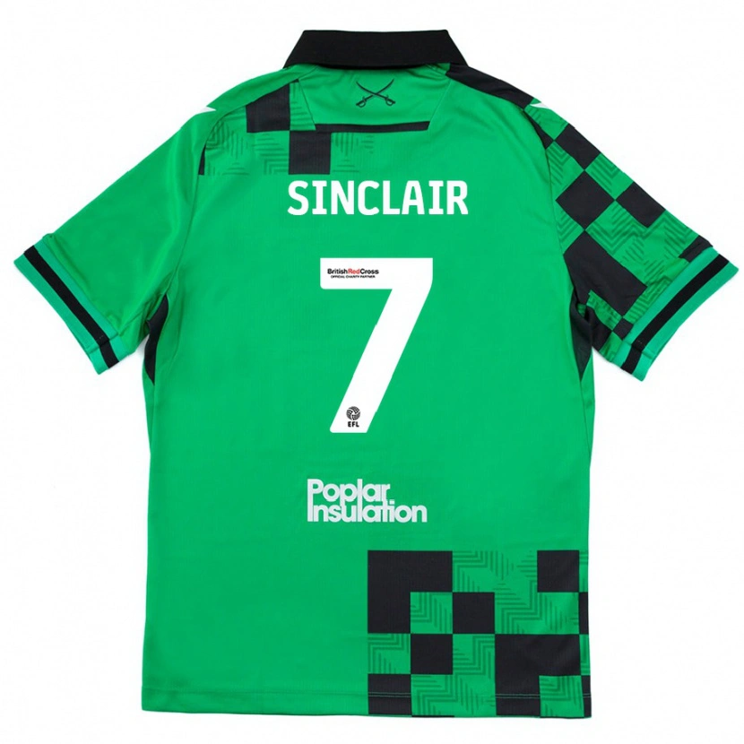 Danxen Hombre Camiseta Scott Sinclair #7 Verde Negro 2ª Equipación 2024/25 La Camisa