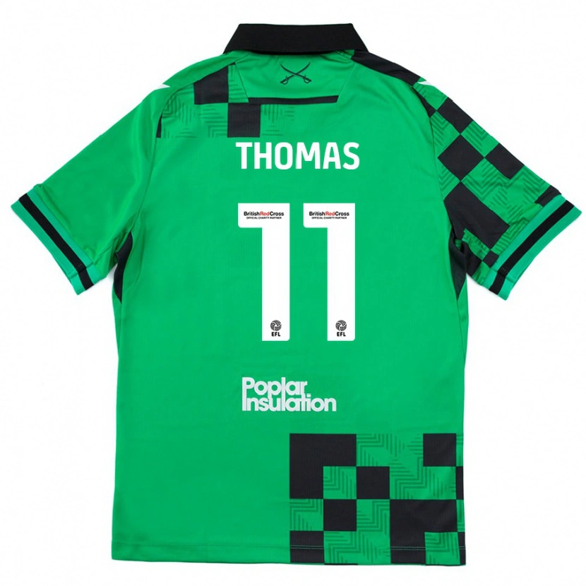 Danxen Hombre Camiseta Luke Thomas #11 Verde Negro 2ª Equipación 2024/25 La Camisa