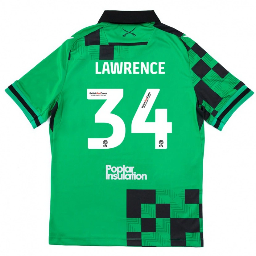 Danxen Hombre Camiseta Jerry Lawrence #34 Verde Negro 2ª Equipación 2024/25 La Camisa