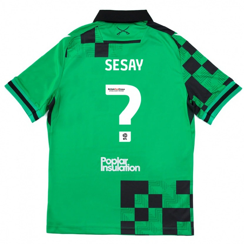 Danxen Hombre Camiseta Malik Sesay #0 Verde Negro 2ª Equipación 2024/25 La Camisa