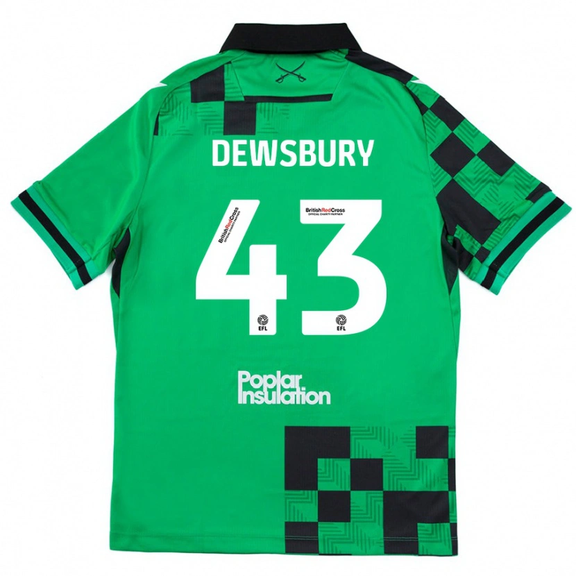 Danxen Hombre Camiseta Ollie Dewsbury #43 Verde Negro 2ª Equipación 2024/25 La Camisa