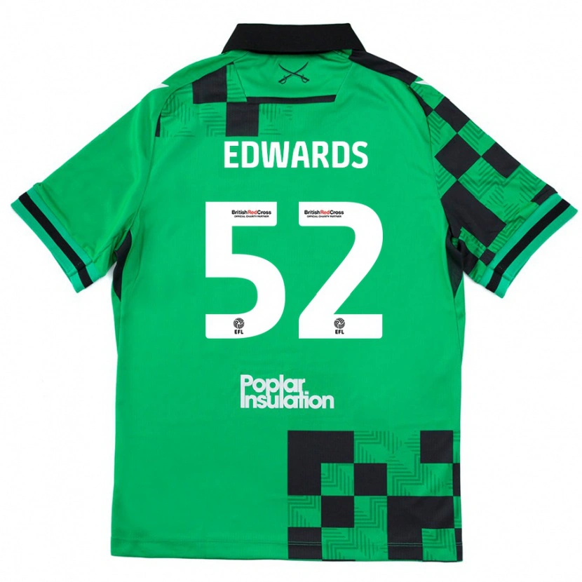 Danxen Hombre Camiseta Max Edwards #52 Verde Negro 2ª Equipación 2024/25 La Camisa